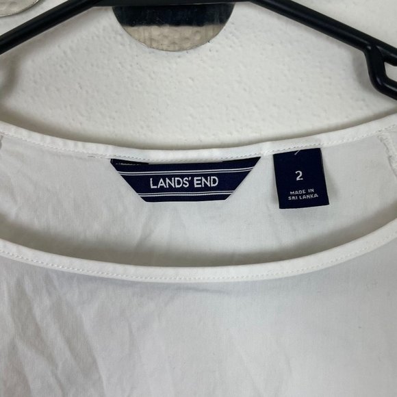 Lands' End Women’s 2‎ XS White Flare Sleeve Peasant Blouse Boho Pilgrim Top - Picture 4 of 5